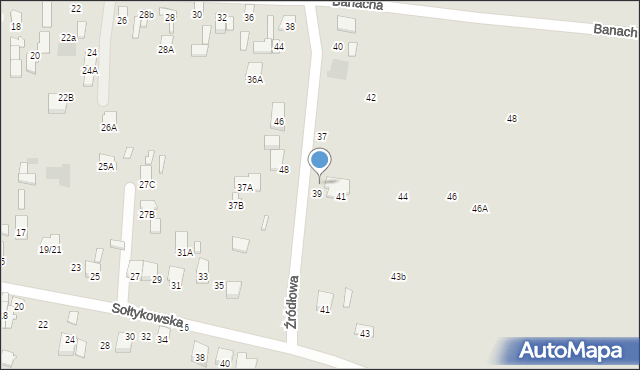 Radom, Źródłowa, 39a, mapa Radomia