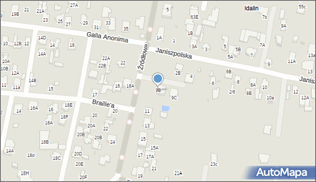Radom, Źródłowa, 9B, mapa Radomia