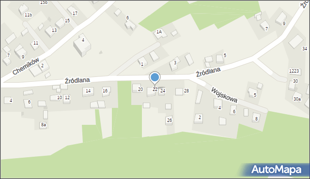 Rozkochów, Źródlana, 22, mapa Rozkochów