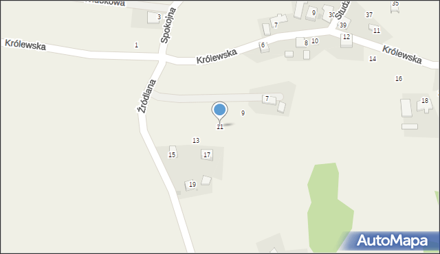 Rudno, Źródlana, 11, mapa Rudno