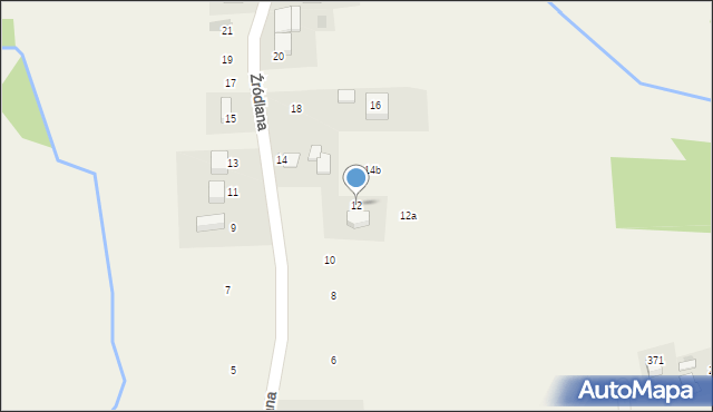 Rybna, Źródlana, 12, mapa Rybna