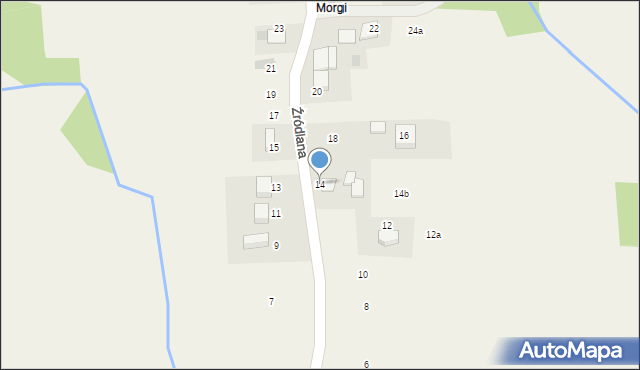 Rybna, Źródlana, 14, mapa Rybna