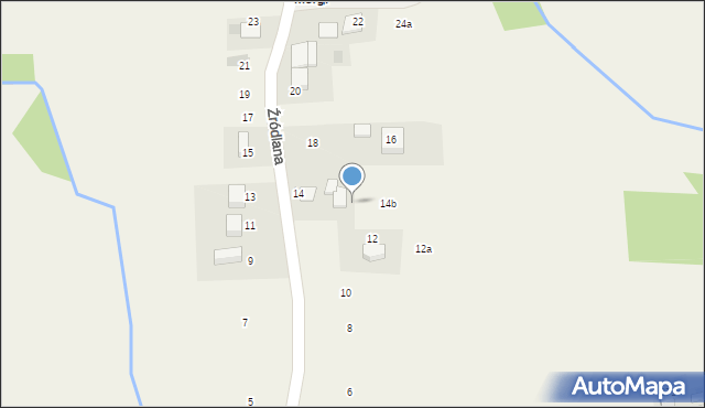 Rybna, Źródlana, 14a, mapa Rybna