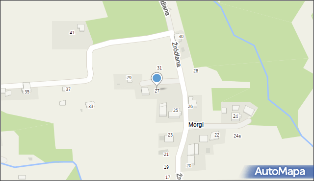 Rybna, Źródlana, 27, mapa Rybna