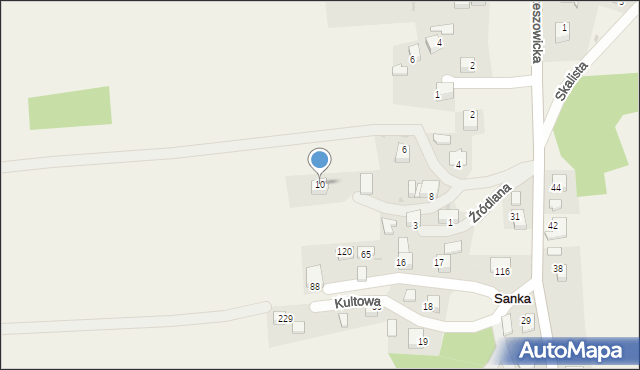 Sanka, Źródlana, 10, mapa Sanka