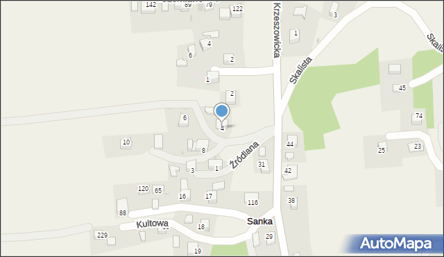 Sanka, Źródlana, 4, mapa Sanka