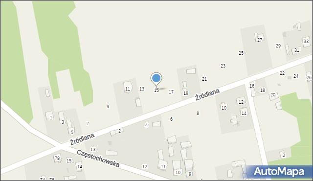 Siedlec, Źródlana, 15, mapa Siedlec
