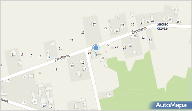 Siedlec, Źródlana, 18, mapa Siedlec