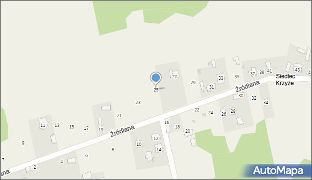 Siedlec, Źródlana, 25, mapa Siedlec