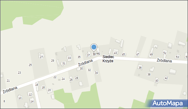 Siedlec, Źródlana, 39, mapa Siedlec