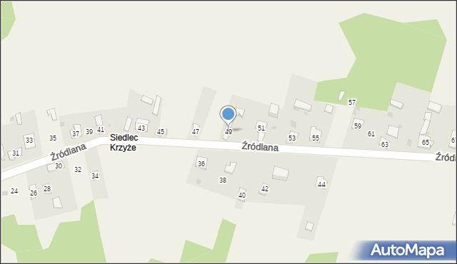 Siedlec, Źródlana, 49, mapa Siedlec