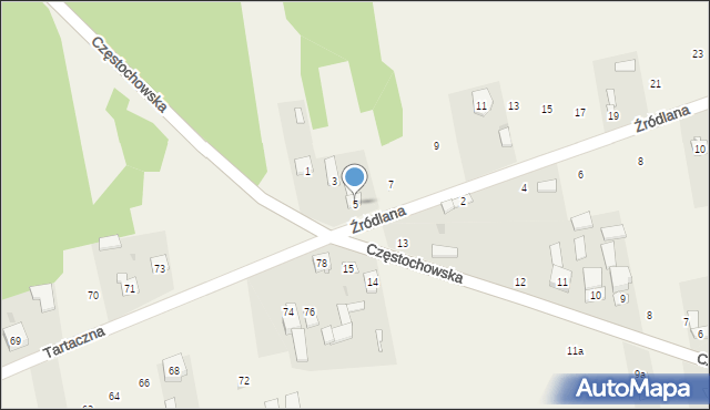 Siedlec, Źródlana, 5, mapa Siedlec