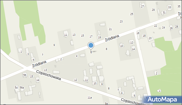 Siedlec, Źródlana, 6, mapa Siedlec