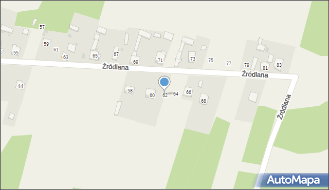 Siedlec, Źródlana, 62, mapa Siedlec