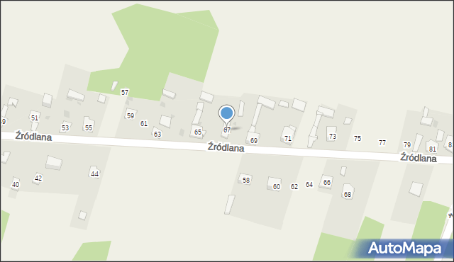 Siedlec, Źródlana, 67, mapa Siedlec