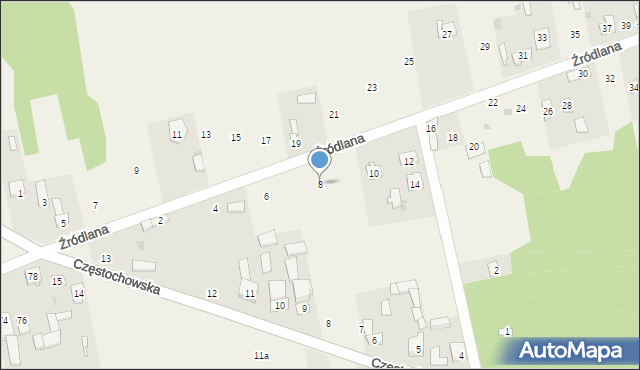 Siedlec, Źródlana, 8, mapa Siedlec