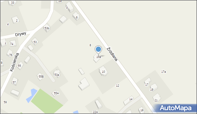 Sierakowice, Źródlana, 10a, mapa Sierakowice