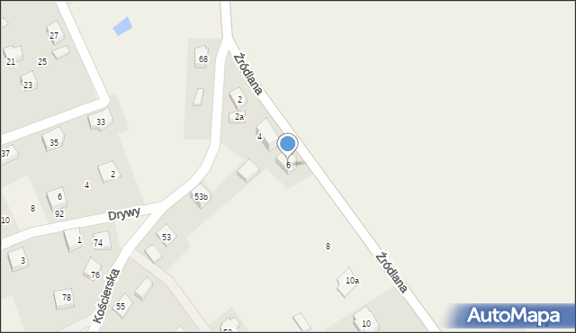 Sierakowice, Źródlana, 6, mapa Sierakowice