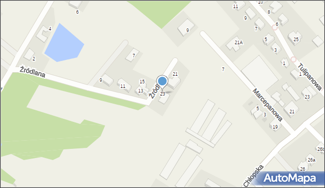 Smolec, Źródlana, 23, mapa Smolec