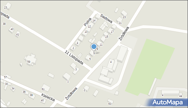 Sobków, Źródłowa, 7, mapa Sobków