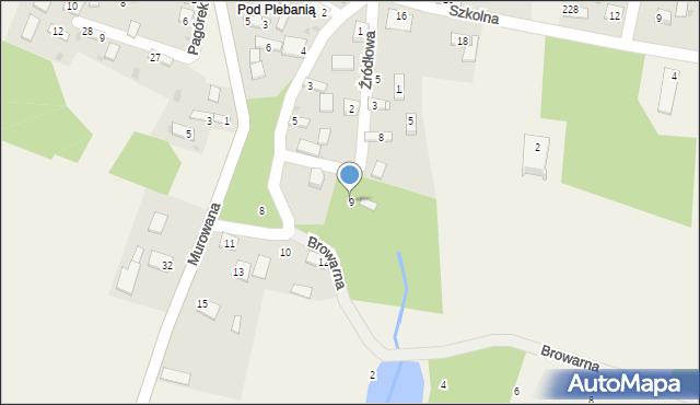 Szaniec, Źródłowa, 9, mapa Szaniec