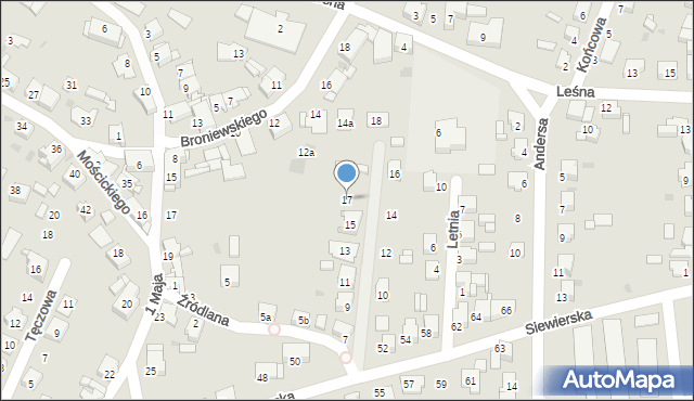 Tarnowskie Góry, Źródlana, 17, mapa Tarnowskie Góry