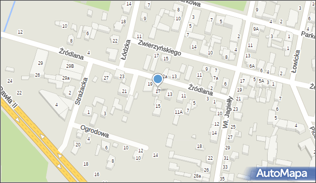 Tuszyn, Źródlana, 17, mapa Tuszyn