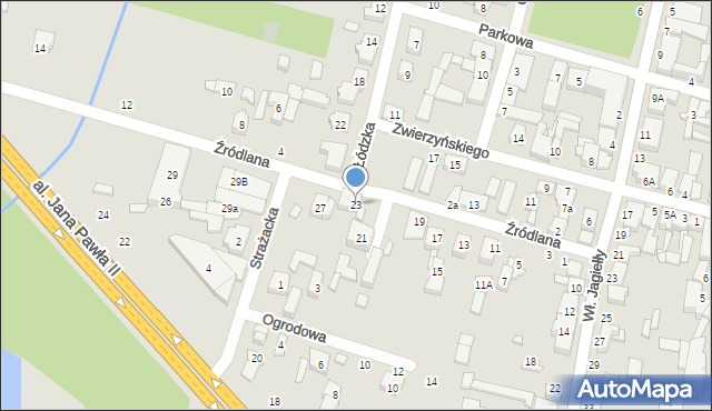 Tuszyn, Źródlana, 23, mapa Tuszyn