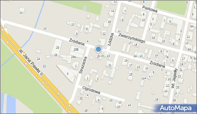 Tuszyn, Źródlana, 27, mapa Tuszyn