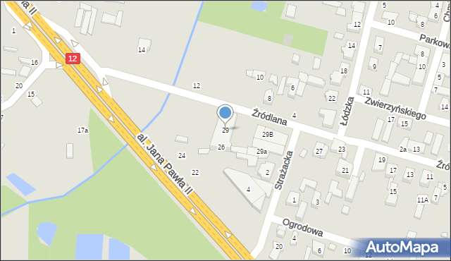 Tuszyn, Źródlana, 29, mapa Tuszyn