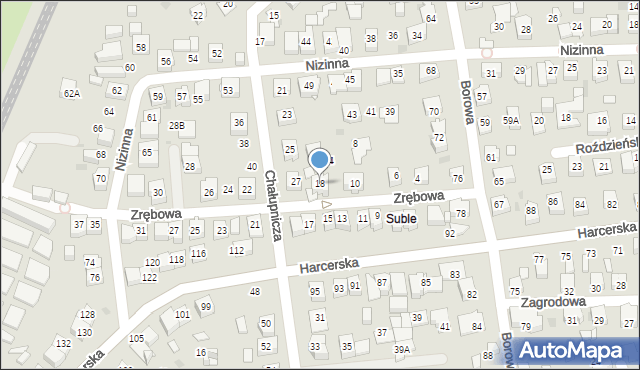 Tychy, Zrębowa, 18, mapa Tychów