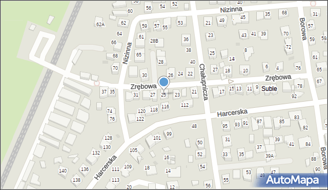 Tychy, Zrębowa, 25, mapa Tychów