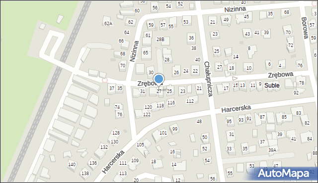 Tychy, Zrębowa, 27, mapa Tychów