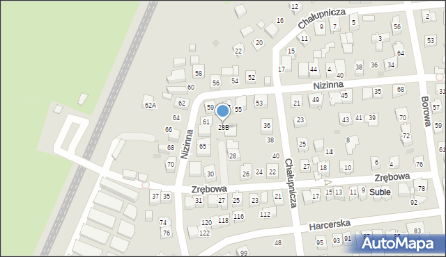 Tychy, Zrębowa, 28B, mapa Tychów