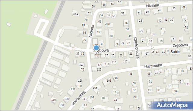 Tychy, Zrębowa, 31, mapa Tychów