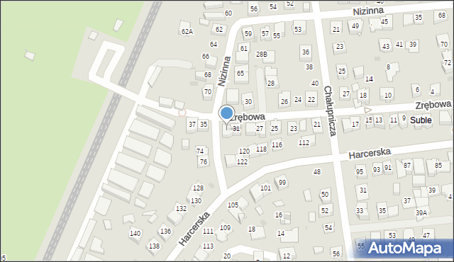 Tychy, Zrębowa, 33, mapa Tych&oacute;w