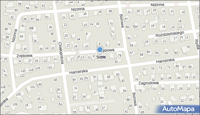 Tychy, Zrębowa, 7, mapa Tychów