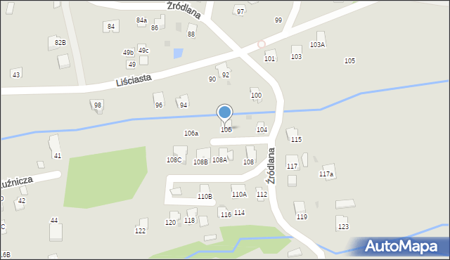 Ustroń, Źródlana, 106, mapa Ustroń