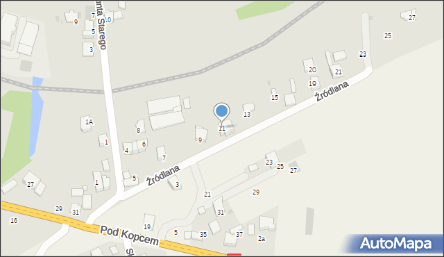 Wadowice, Źródlana, 11, mapa Wadowice