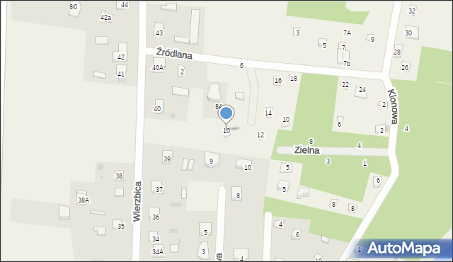 Wierzbica, Źródlana, 10, mapa Wierzbica