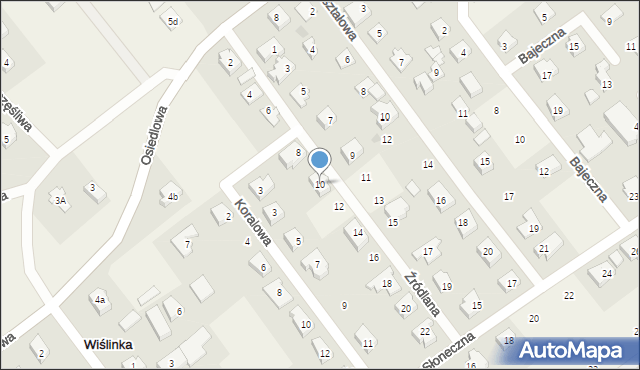 Wiślinka, Źródlana, 10, mapa Wiślinka