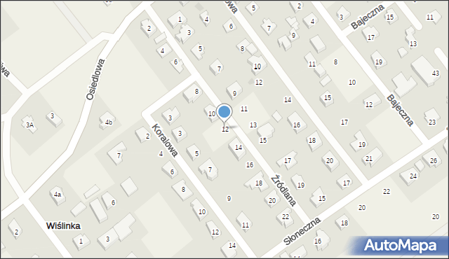 Wiślinka, Źródlana, 12, mapa Wiślinka