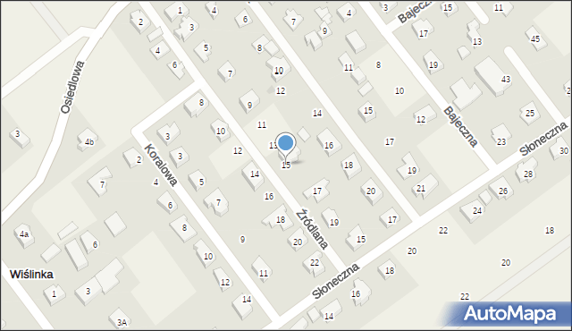 Wiślinka, Źródlana, 15, mapa Wiślinka