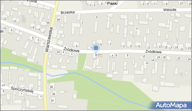 Wysokin, Źródłowa, 6, mapa Wysokin