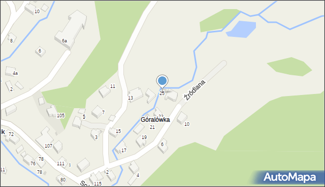 Zagórnik, Źródlana, 25, mapa Zagórnik