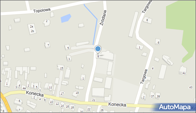 Żarnów, Źródlana, 4, mapa Żarnów