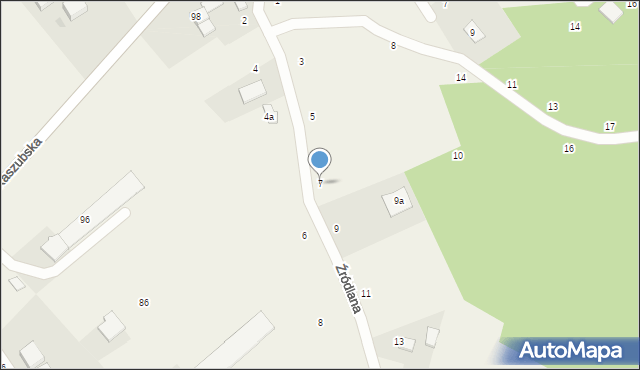 Zbychowo, Źródlana, 7, mapa Zbychowo