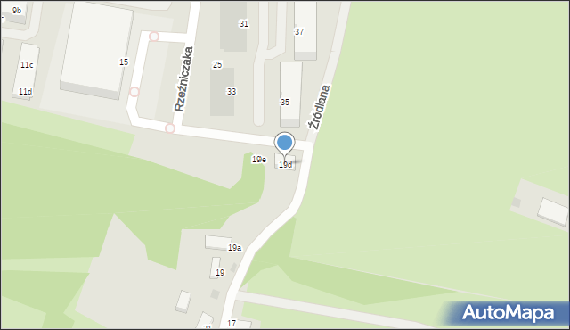 Zielona Góra, Źródlana, 19d, mapa Zielona Góra