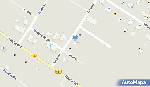 Augustów, Żurawia, 33, mapa Augustów