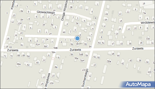 Biała Podlaska, Żurawia, 57, mapa Białej Podlaskiej